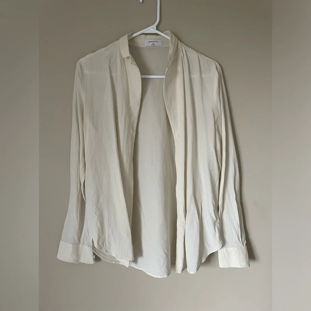 Babaton light cream/tan Long Sleeve blouse size XS minimalist, neutral NWOT - Picture 4 of 4